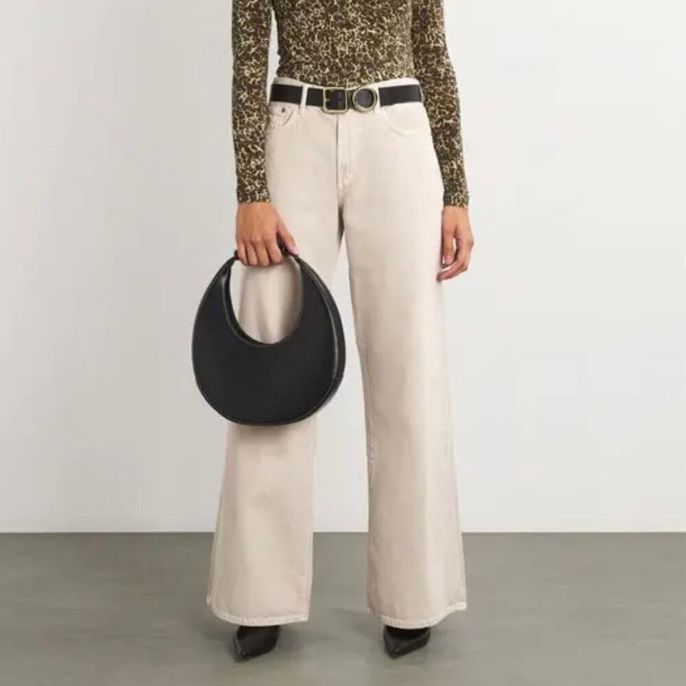 AGOLDE Clara Wide Leg Jeans - Tan Oatmeal - Size 27